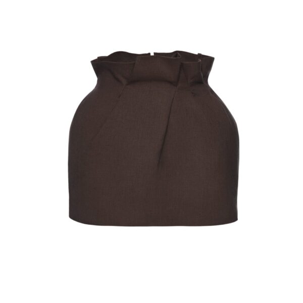 Magda Butrym Mini linen skirt with ruffled waist in brown