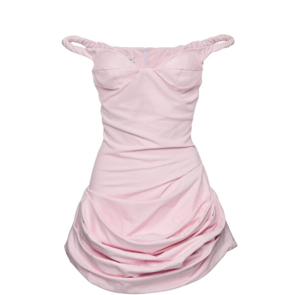 Magda Butrym Off-shoulder bustier denim dress in pink