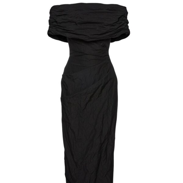 Magda Butrym Off-shoulder draped midi dress in black