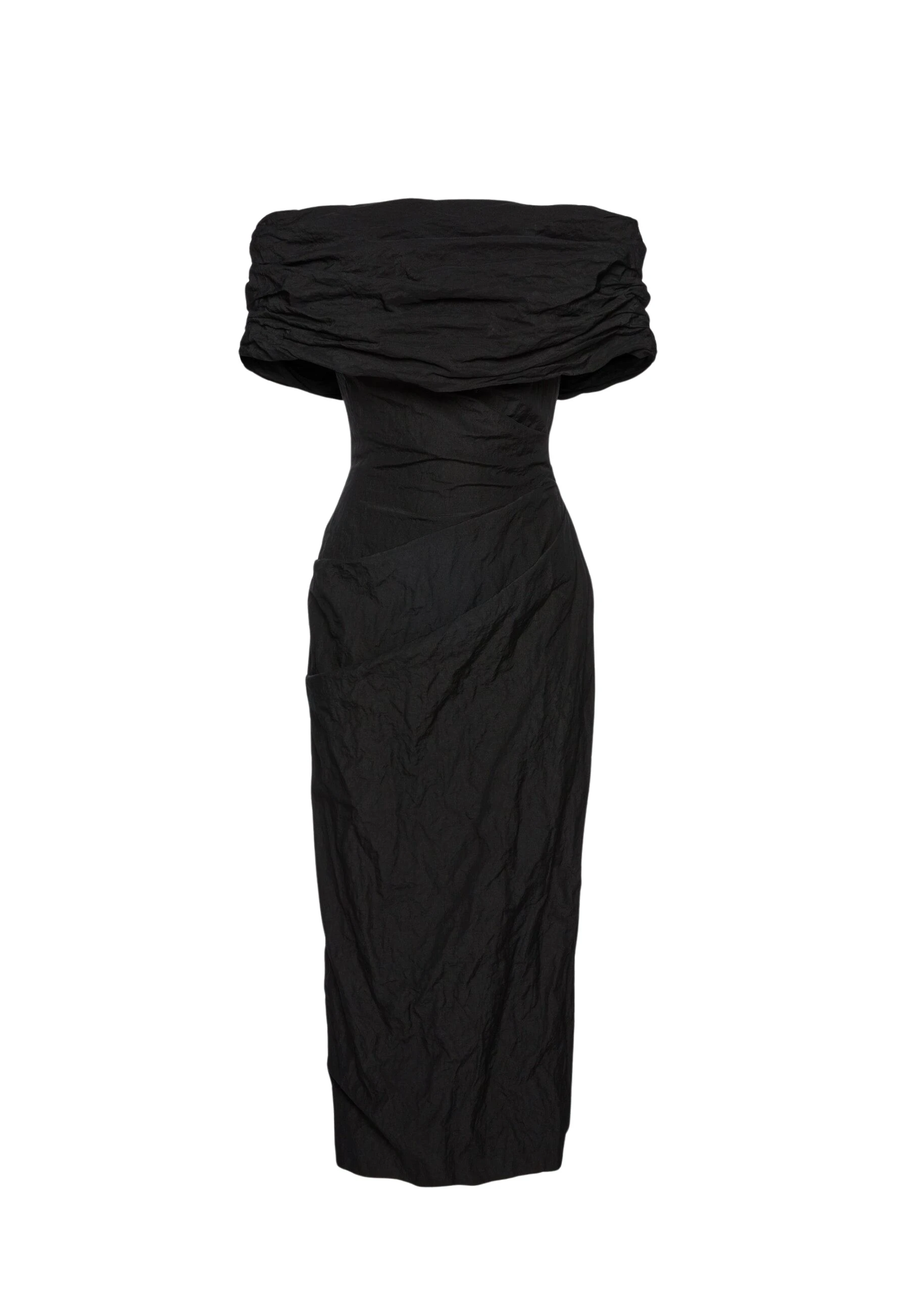 Magda Butrym Off-shoulder draped midi dress in black