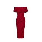 Magda Butrym Off-shoulder draped midi dress in red