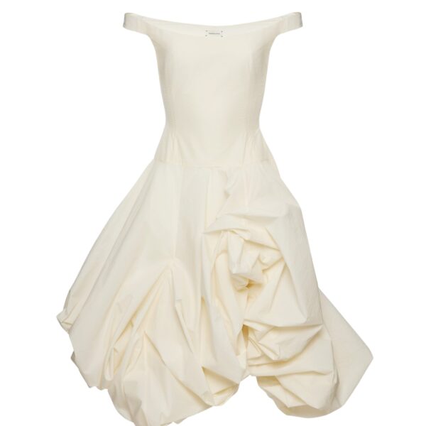 Magda Butrym Off-shoulder maxi dress with adjustable skirt in cream