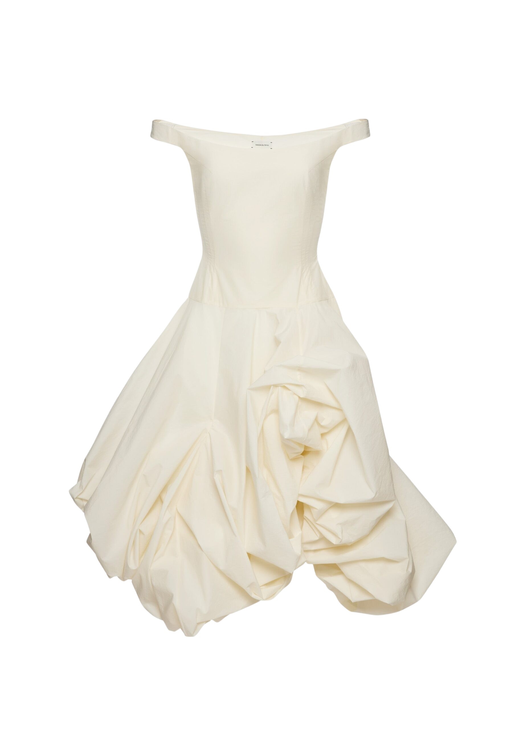 Magda Butrym Off-shoulder maxi dress with adjustable skirt in cream