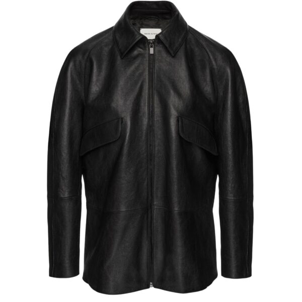 Magda Butrym Overshirt zipped leather jacket in black