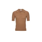 Magda Butrym Polo knit top with frill details in beige