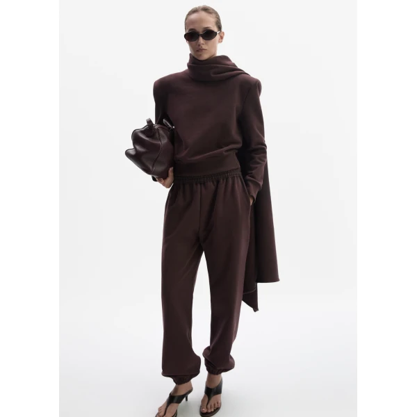 Magda Butrym Relaxed elastic-waist sweatpants in brown, view 2