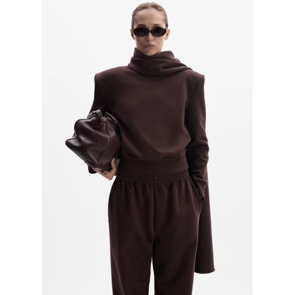 Magda Butrym Relaxed elastic-waist sweatpants in brown, view 3