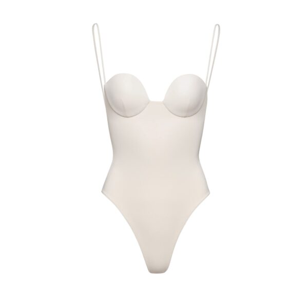 Magda Butrym Retro bustier swimsuit in cream