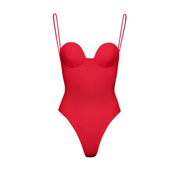 Magda Butrym Retro bustier swimsuit in red