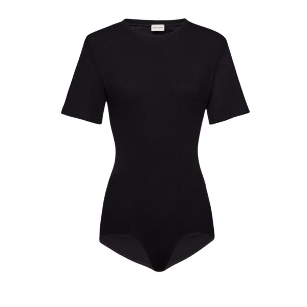 Magda Butrym Ribbed short sleeve bodysuit in black