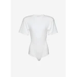 Magda Butrym Ribbed short sleeve bodysuit in cream