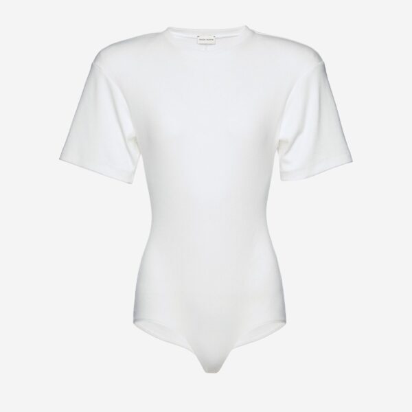 Magda Butrym Ribbed short sleeve bodysuit in cream