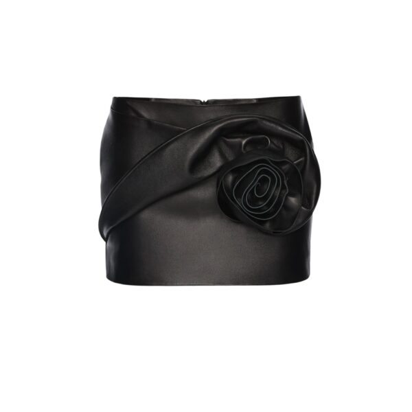 Magda Butrym Rose-detail leather mini skirt in black