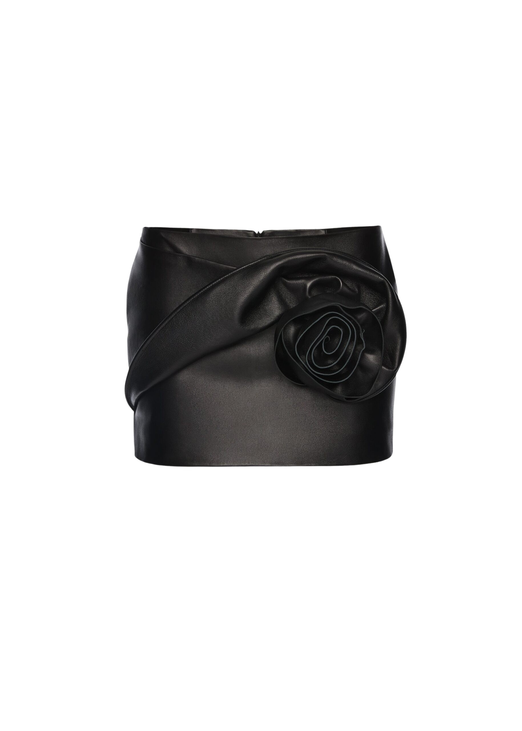 Magda Butrym Rose-detail leather mini skirt in black