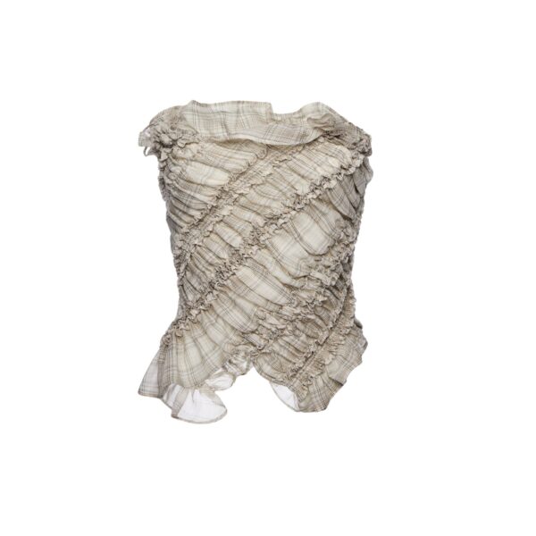 Magda Butrym Ruched checkered bandeau top in cream