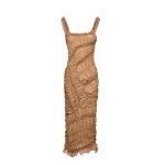 Magda Butrym Ruched cotton midi dress in nude