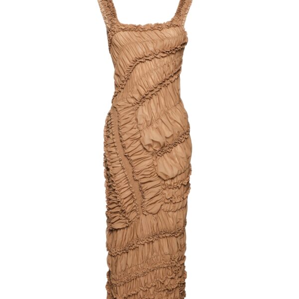 Magda Butrym Ruched cotton midi dress in nude