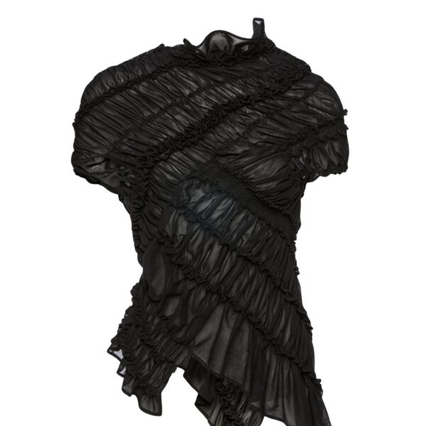 Magda Butrym Ruched cotton short sleeve blouse in black
