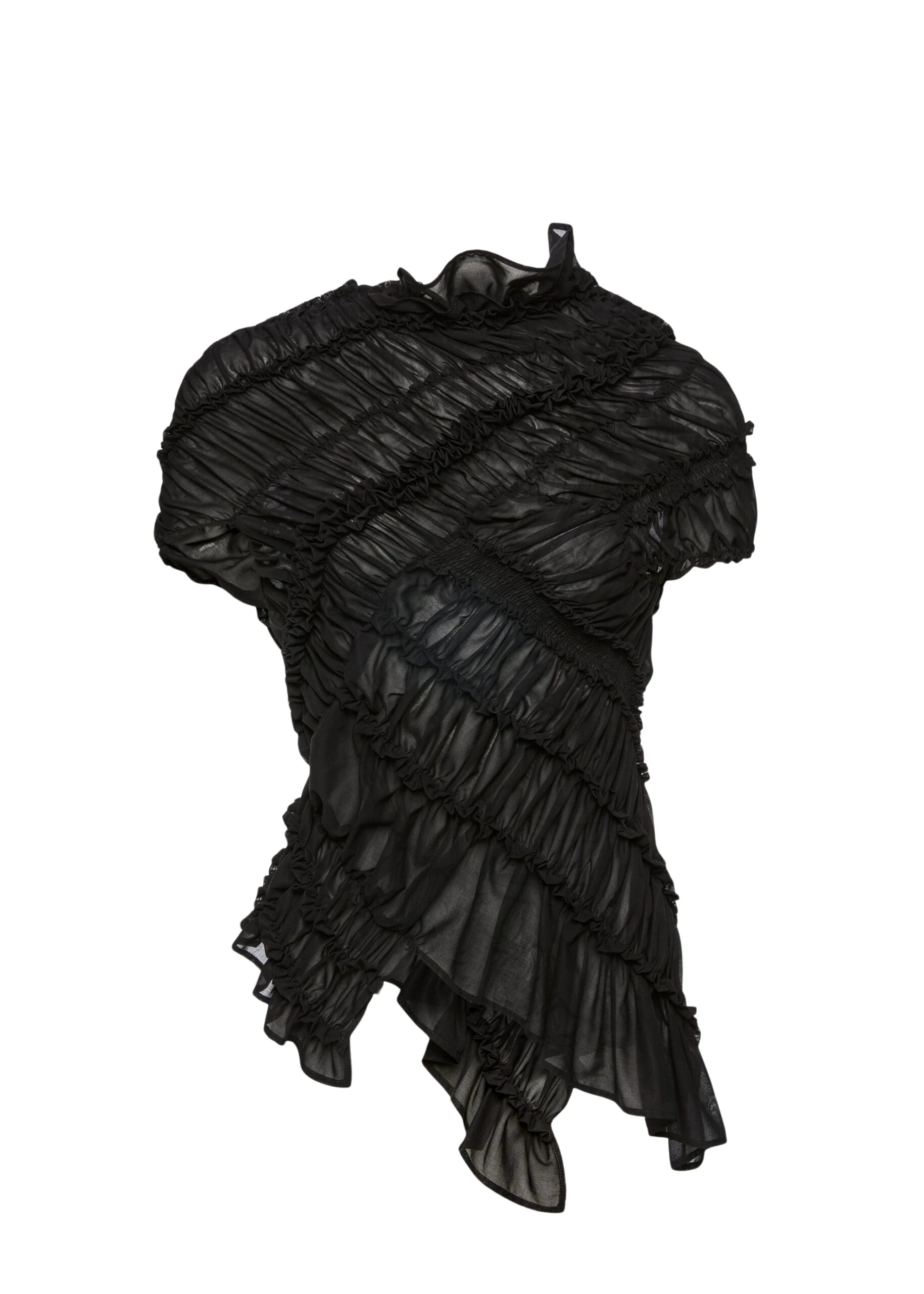 Magda Butrym Ruched cotton short sleeve blouse in black