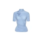 Magda Butrym Ruched cupro-blend top in light blue