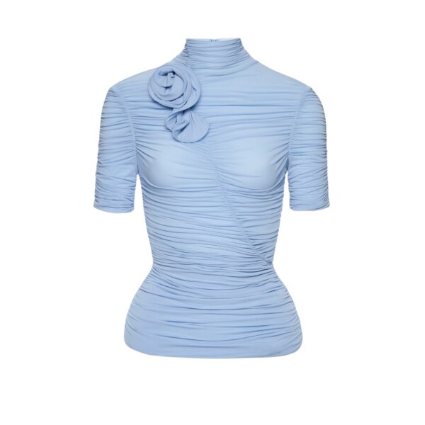 Magda Butrym Ruched cupro-blend top in light blue