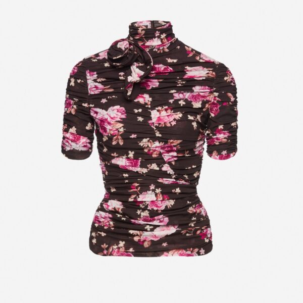 Magda Butrym Ruched floral silk-blend top in brown print