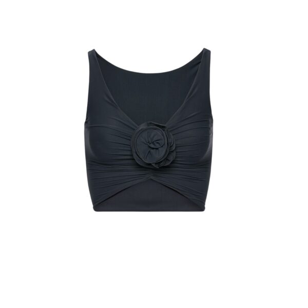 Magda Butrym Ruched flower swim top in grey