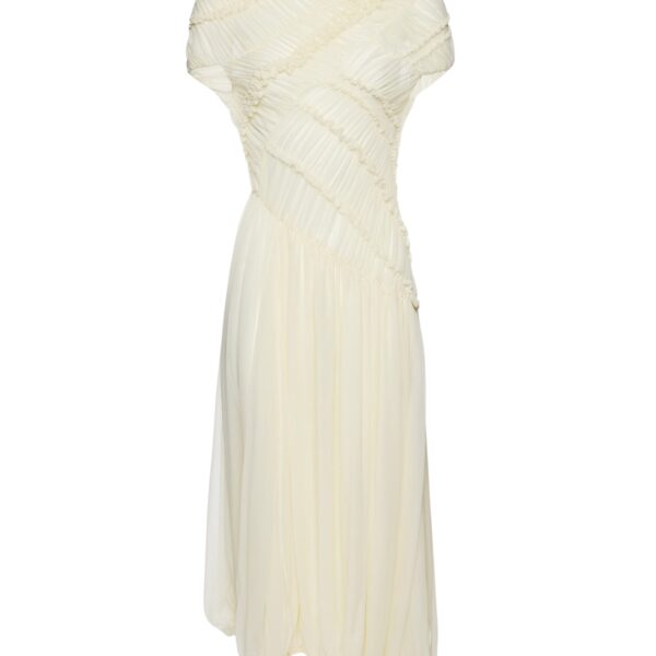 Magda Butrym Ruched muslin midi dress in cream
