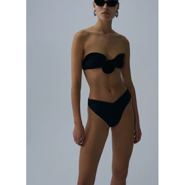Magda Butrym Sculptural bandeau swim top in black, view 3