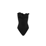 Magda Butrym Sculptural rose bustier swimsuit in black