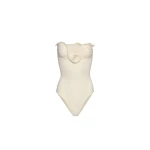 Magda Butrym Sculptural rose bustier swimsuit in cream