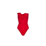 Magda Butrym Sculptural rose bustier swimsuit in red