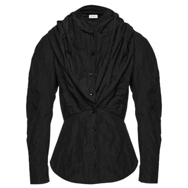 Magda Butrym Shawl collar fitted blouse in black