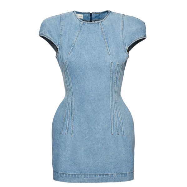 Magda Butrym Short-sleeve denim mini dress in light blue