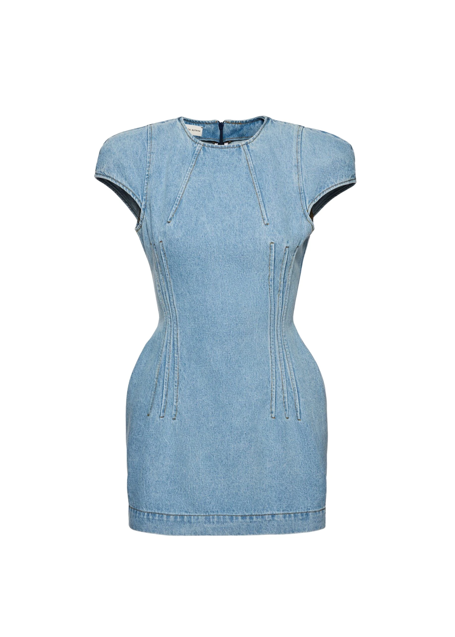 Magda Butrym Short-sleeve denim mini dress in light blue