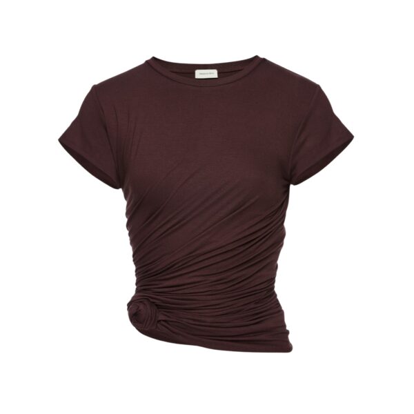 Magda Butrym Side-knot draped t-shirt in brown