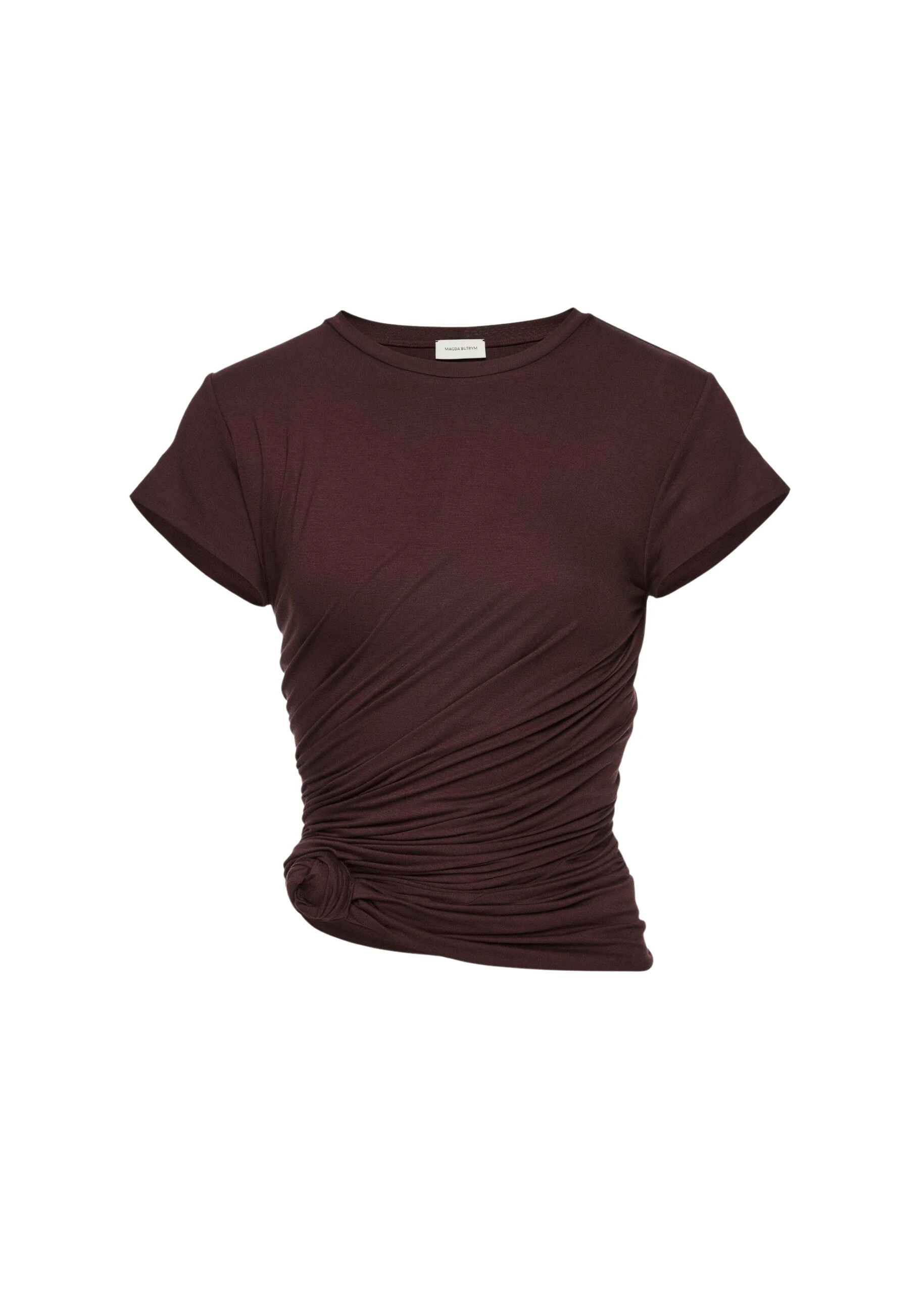 Magda-Butrym-Side-knot-draped-t-shirt-in-brown-scaled92139_nobg Magda Butrym Side-knot draped t-shirt in brown