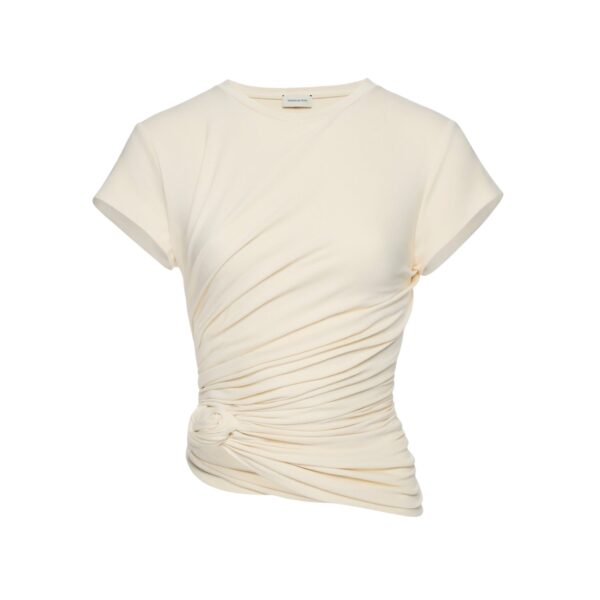 Magda Butrym Side-knot draped t-shirt in cream