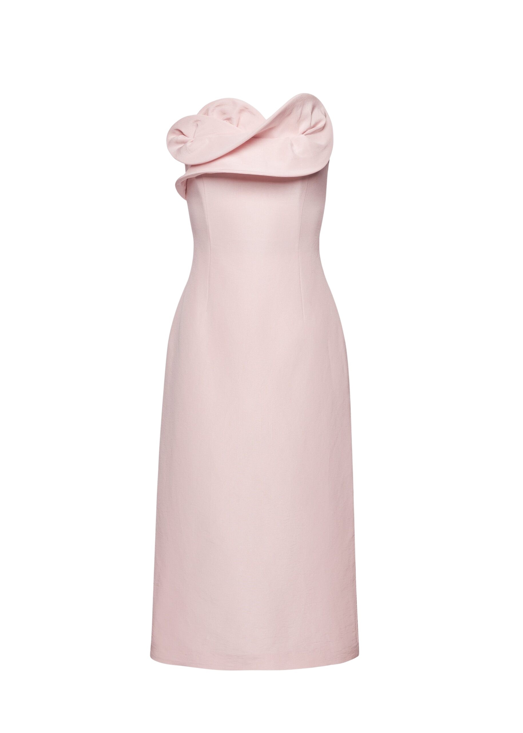 Magda Butrym Silk corset dress with sculptural neckline in blush pink