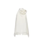 Magda Butrym Silk open-back lace-trim blouse in cream