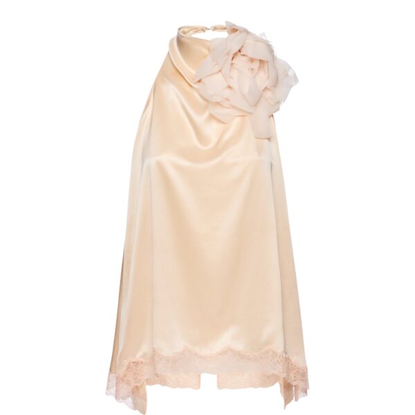 Magda Butrym Silk open-back lace-trim blouse in peach