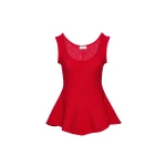 Magda Butrym Sleeveless cotton and linen peplum top in red