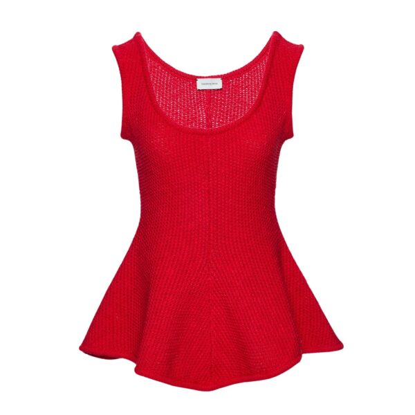 Magda Butrym Sleeveless cotton and linen peplum top in red