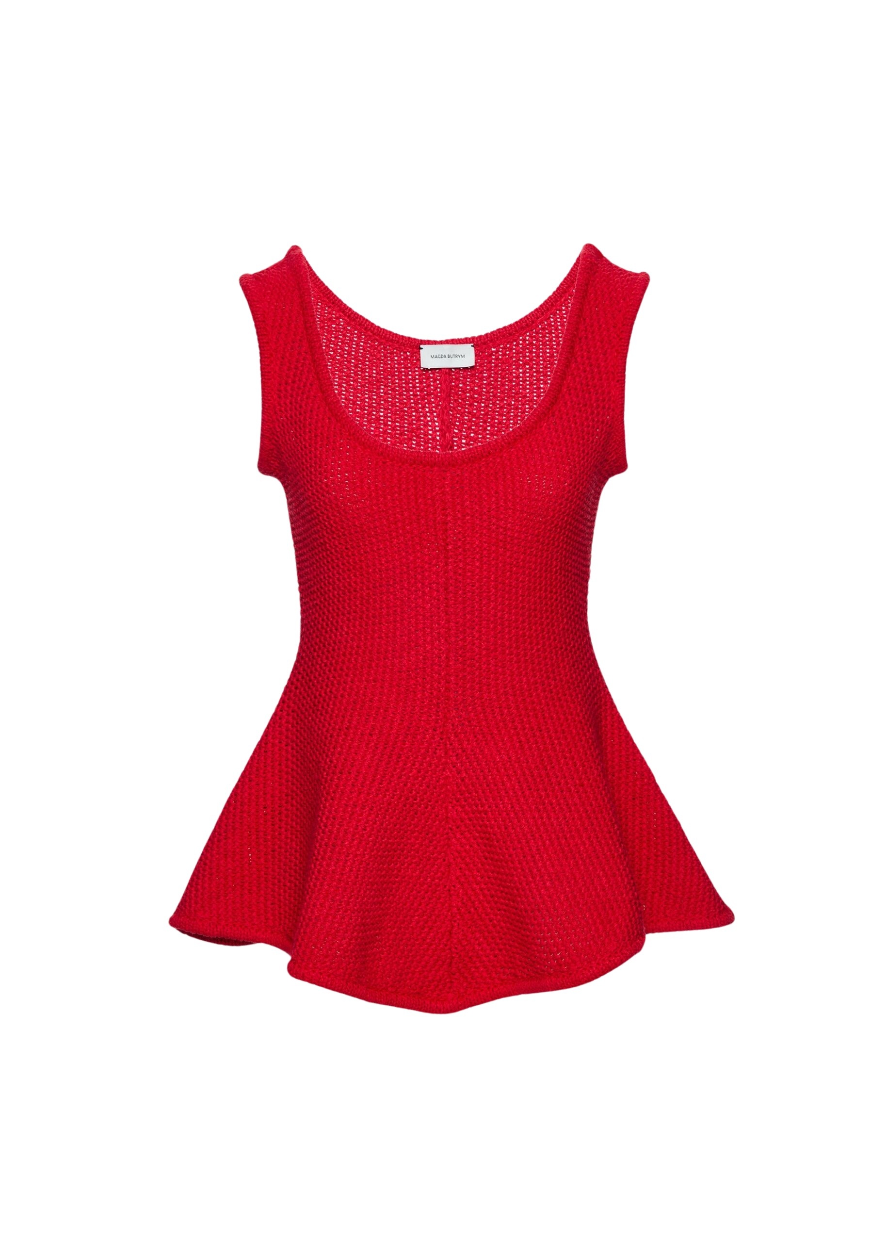Magda Butrym Sleeveless cotton and linen peplum top in red