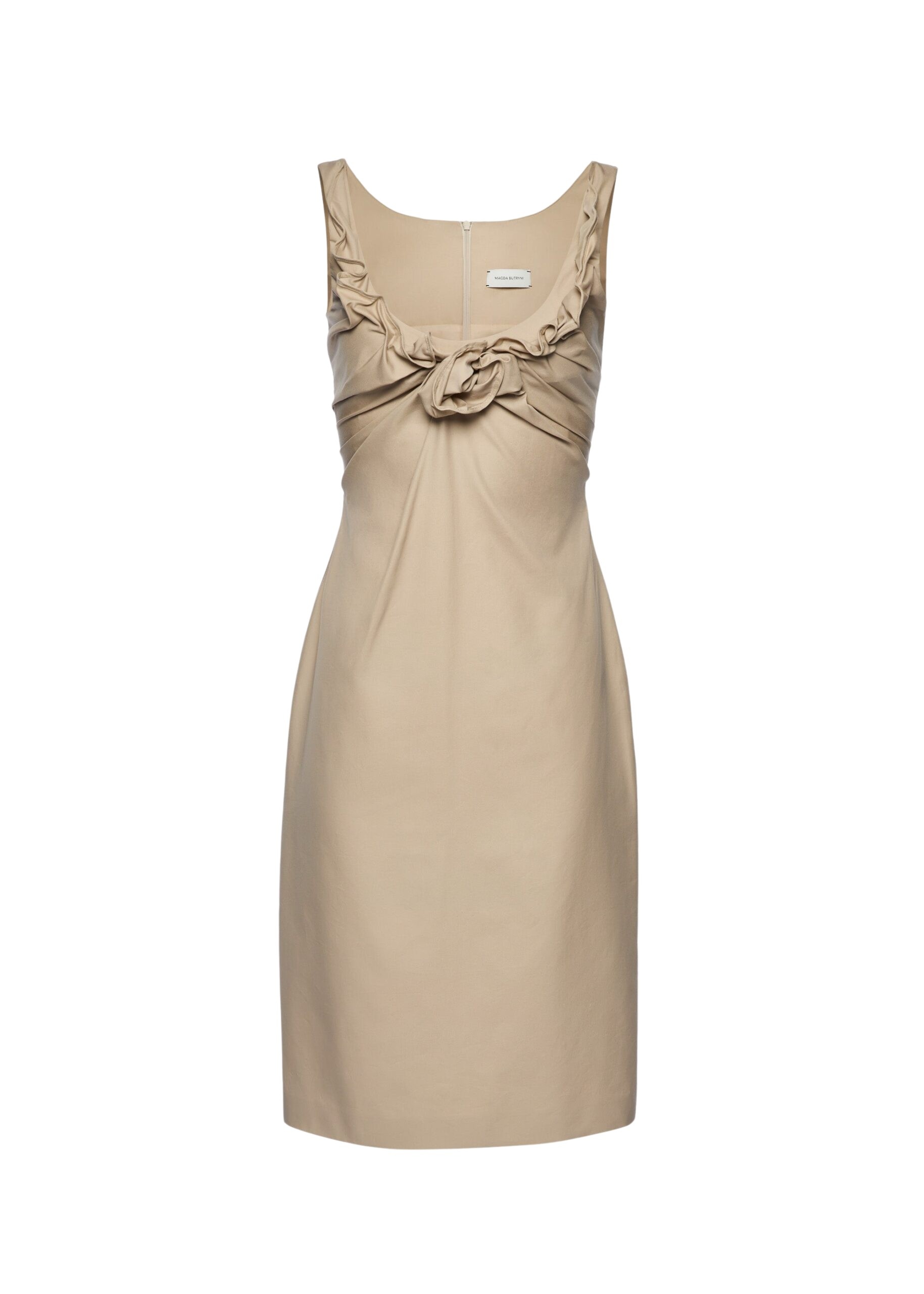 Magda Butrym Sleeveless dress with draped neckline in beige