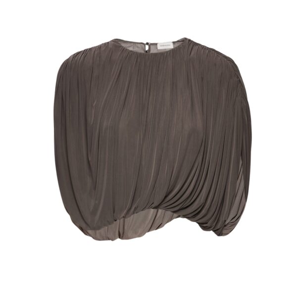Magda Butrym Sleeveless ruched bubble top in brown