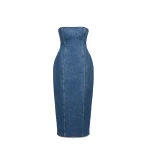 Magda Butrym Strapless denim midi dress in dark blue