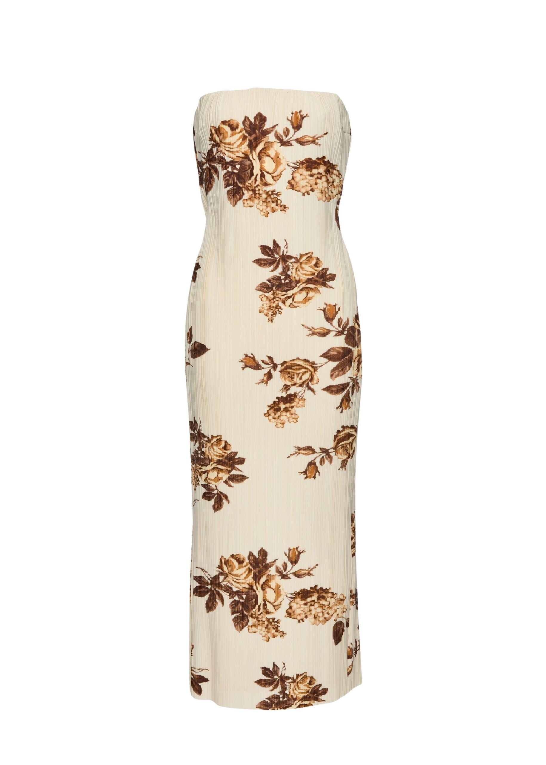 Magda Butrym Strapless floral print dress in cream