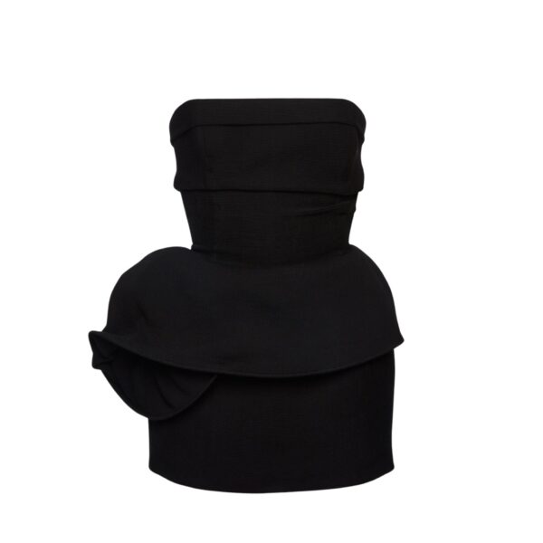 Magda Butrym Strapless mini dress with sculptural peplum in black