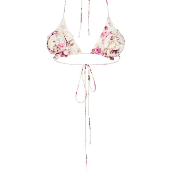 Magda Butrym Strappy triangle bikini top in cream floral print